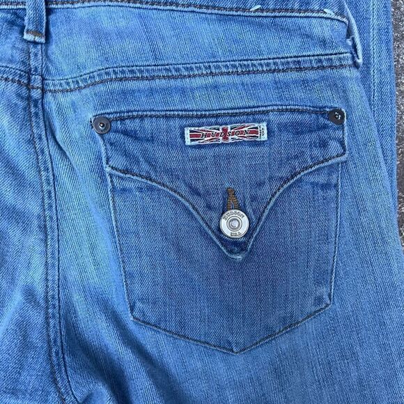 HUDSON BACARA STRAIGHT LEG CROPPED CUFFED JEANS BLUE SIZE 25 - Picture 4 of 13